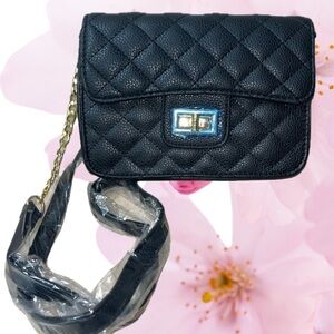 Quilted Faux Leather Turlock Purse W/Gold-tone Chain Accents, NWOT